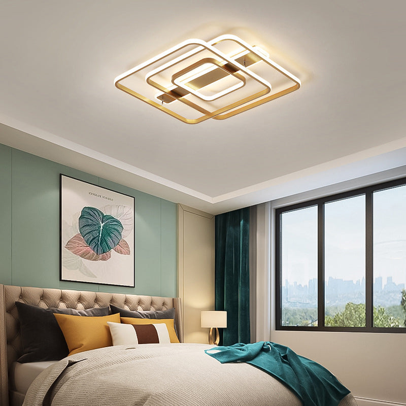 Gold Square Ceiling Light Modernism LED Acrylic Semi Mount Lighting in Warm/White Light for Bedroom Clearhalo 'Ceiling Lights' 'Close To Ceiling Lights' 'Close to ceiling' 'Semi-flushmount' Lighting' 291210