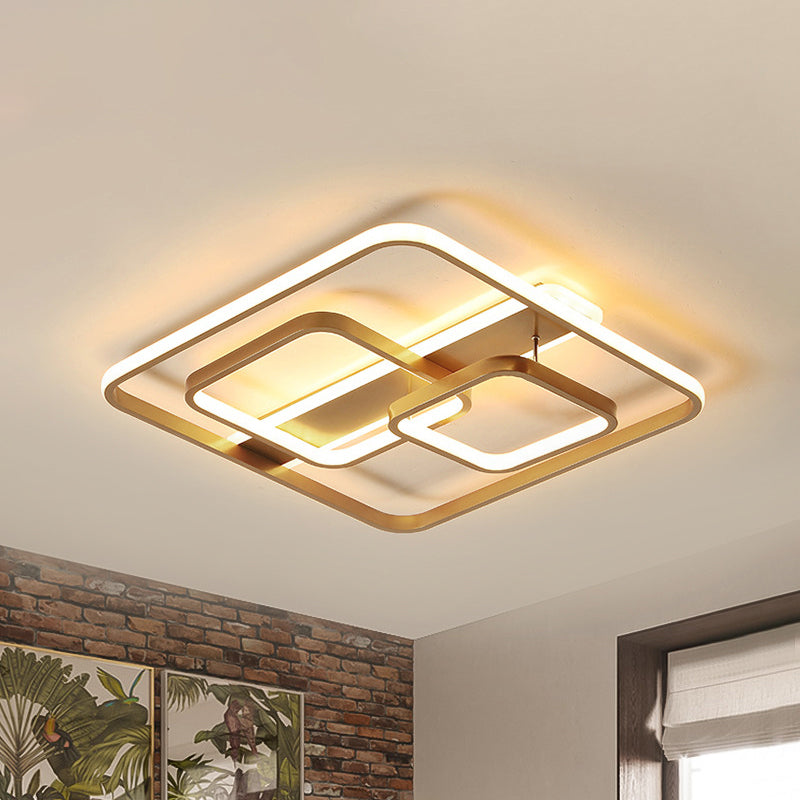 Minimalist Square Ceiling Light Fixture Acrylic LED Bedroom Semi Flush Mount Lighting in Gold, Warm/White Light Clearhalo 'Ceiling Lights' 'Close To Ceiling Lights' 'Close to ceiling' 'Semi-flushmount' Lighting' 291220