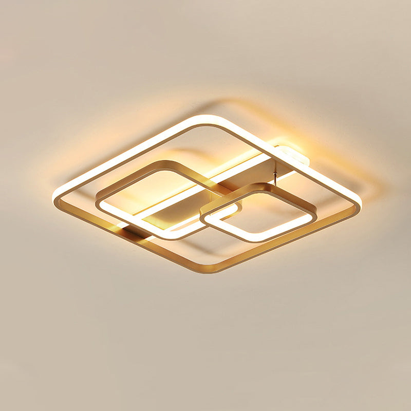 Minimalist Square Ceiling Light Fixture Acrylic LED Bedroom Semi Flush Mount Lighting in Gold, Warm/White Light Clearhalo 'Ceiling Lights' 'Close To Ceiling Lights' 'Close to ceiling' 'Semi-flushmount' Lighting' 291221