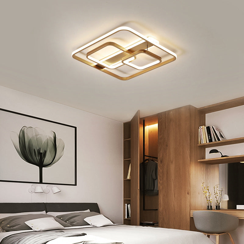 Minimalist Square Ceiling Light Fixture Acrylic LED Bedroom Semi Flush Mount Lighting in Gold, Warm/White Light Clearhalo 'Ceiling Lights' 'Close To Ceiling Lights' 'Close to ceiling' 'Semi-flushmount' Lighting' 291222