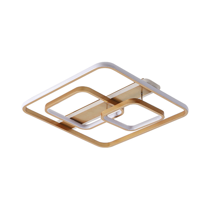 Minimalist Square Ceiling Light Fixture Acrylic LED Bedroom Semi Flush Mount Lighting in Gold, Warm/White Light Clearhalo 'Ceiling Lights' 'Close To Ceiling Lights' 'Close to ceiling' 'Semi-flushmount' Lighting' 291223