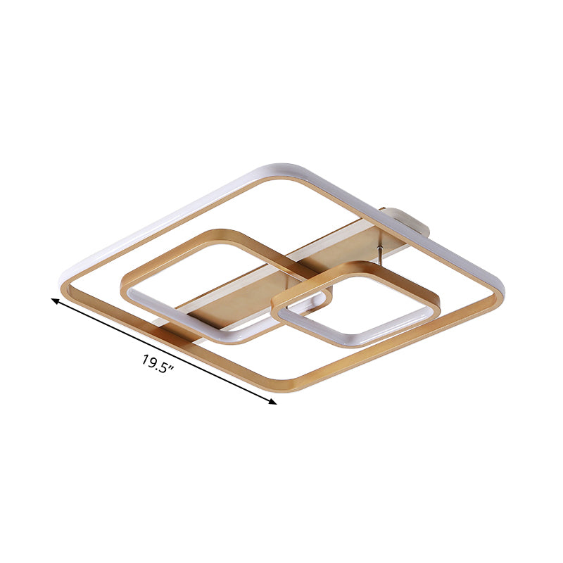 Minimalist Square Ceiling Light Fixture Acrylic LED Bedroom Semi Flush Mount Lighting in Gold, Warm/White Light Clearhalo 'Ceiling Lights' 'Close To Ceiling Lights' 'Close to ceiling' 'Semi-flushmount' Lighting' 291224