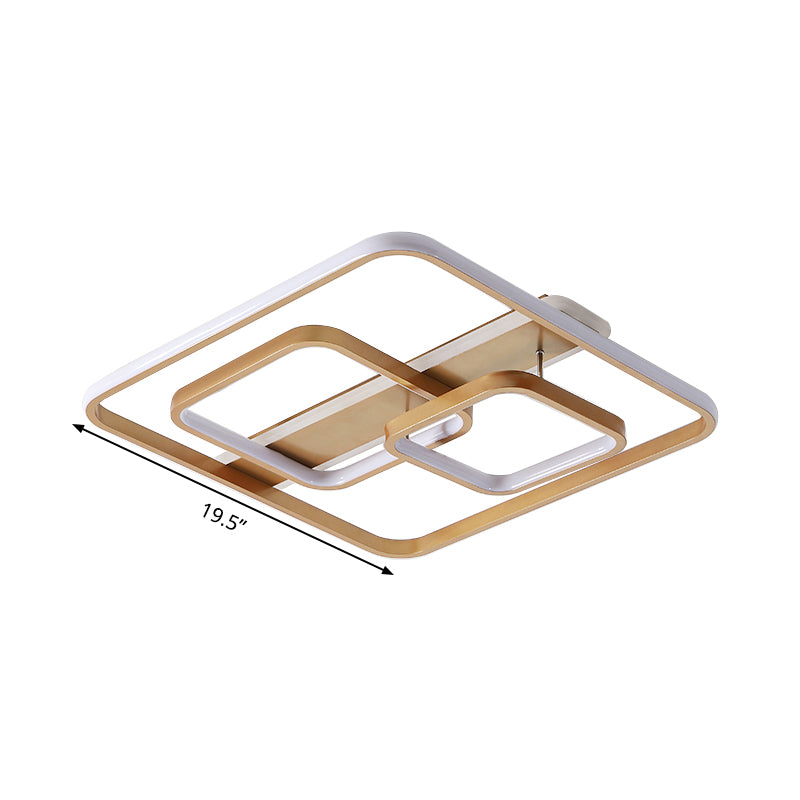 Minimalist Square Ceiling Light Fixture Acrylic LED Bedroom Semi Flush Mount Lighting in Gold, Warm/White Light Clearhalo 'Ceiling Lights' 'Close To Ceiling Lights' 'Close to ceiling' 'Semi-flushmount' Lighting' 291224