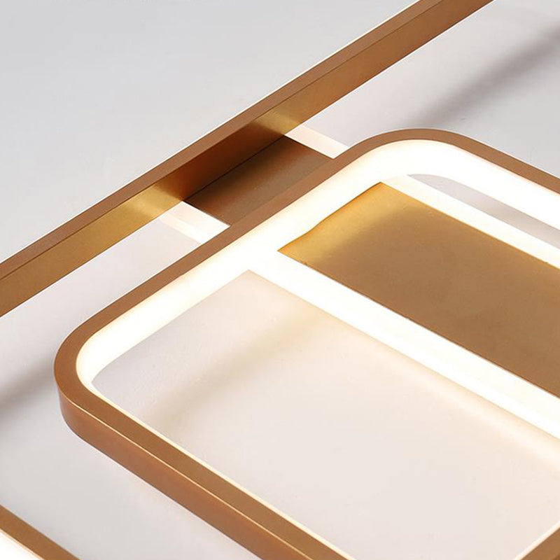 Minimalist Square Ceiling Light Fixture Acrylic LED Bedroom Semi Flush Mount Lighting in Gold, Warm/White Light Clearhalo 'Ceiling Lights' 'Close To Ceiling Lights' 'Close to ceiling' 'Semi-flushmount' Lighting' 291225