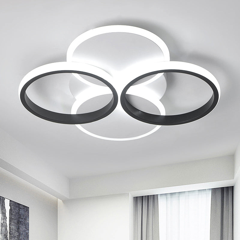 16"/19.5" W Acrylic Ring Ceiling Mount Simple LED Black/White Flush Mount Lighting Fixture in Warm/White Light Black White Clearhalo 'Ceiling Lights' 'Close To Ceiling Lights' 'Close to ceiling' 'Flush mount' Lighting' 291304