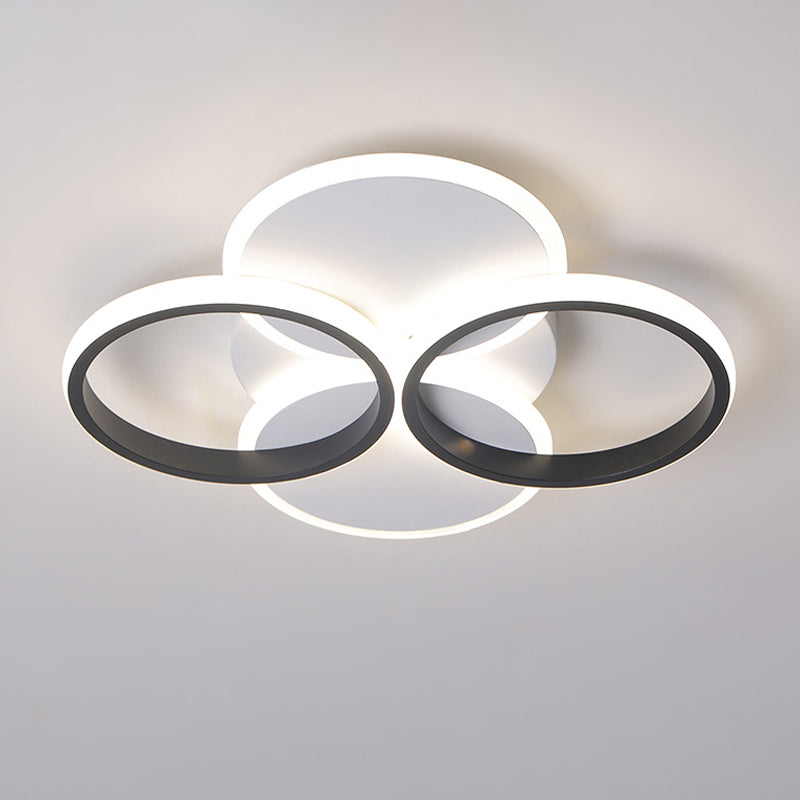 16"/19.5" W Acrylic Ring Ceiling Mount Simple LED Black/White Flush Mount Lighting Fixture in Warm/White Light Clearhalo 'Ceiling Lights' 'Close To Ceiling Lights' 'Close to ceiling' 'Flush mount' Lighting' 291305