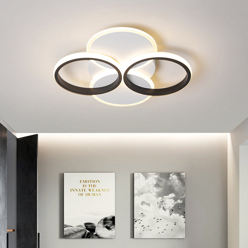 16"/19.5" W Acrylic Ring Ceiling Mount Simple LED Black/White Flush Mount Lighting Fixture in Warm/White Light Black Warm Clearhalo 'Ceiling Lights' 'Close To Ceiling Lights' 'Close to ceiling' 'Flush mount' Lighting' 291306