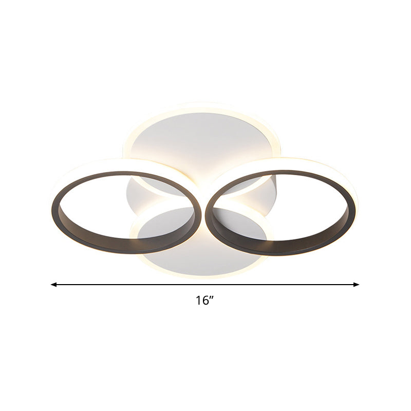 16"/19.5" W Acrylic Ring Ceiling Mount Simple LED Black/White Flush Mount Lighting Fixture in Warm/White Light Clearhalo 'Ceiling Lights' 'Close To Ceiling Lights' 'Close to ceiling' 'Flush mount' Lighting' 291309