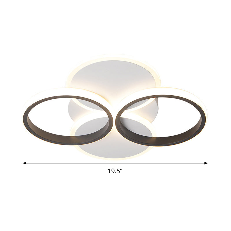 16"/19.5" W Acrylic Ring Ceiling Mount Simple LED Black/White Flush Mount Lighting Fixture in Warm/White Light Clearhalo 'Ceiling Lights' 'Close To Ceiling Lights' 'Close to ceiling' 'Flush mount' Lighting' 291310