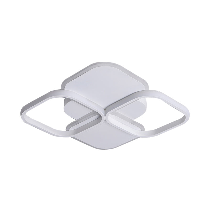 16"/19.5" W White/Black and White Rhombus Ceiling Light Modernism LED Acrylic Flush Mount Lamp in Warm/White Light Clearhalo 'Ceiling Lights' 'Close To Ceiling Lights' 'Close to ceiling' 'Flush mount' Lighting' 291339