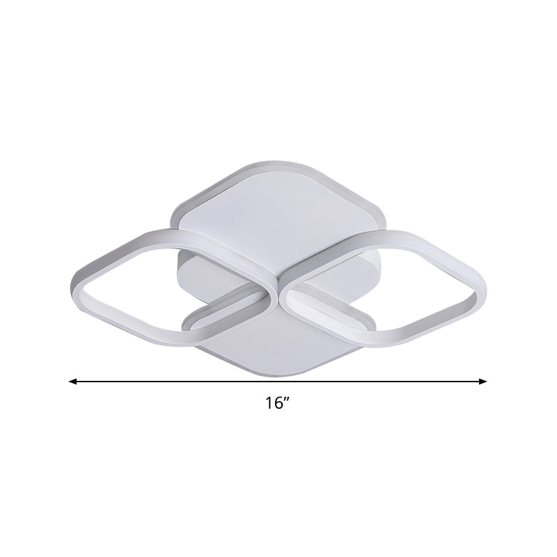 16"/19.5" W White/Black and White Rhombus Ceiling Light Modernism LED Acrylic Flush Mount Lamp in Warm/White Light Clearhalo 'Ceiling Lights' 'Close To Ceiling Lights' 'Close to ceiling' 'Flush mount' Lighting' 291340