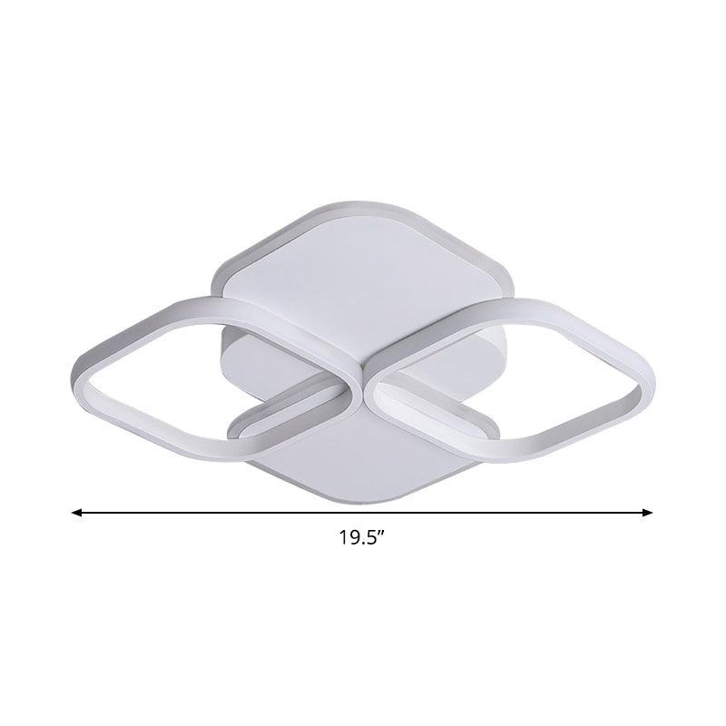 16"/19.5" W White/Black and White Rhombus Ceiling Light Modernism LED Acrylic Flush Mount Lamp in Warm/White Light Clearhalo 'Ceiling Lights' 'Close To Ceiling Lights' 'Close to ceiling' 'Flush mount' Lighting' 291341