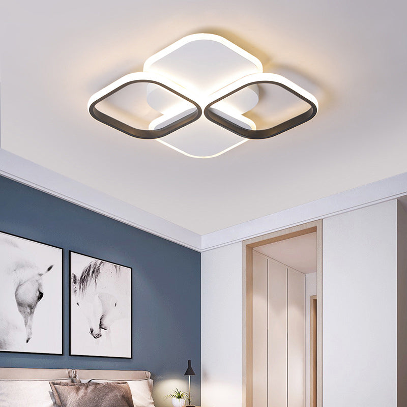 16"/19.5" W White/Black and White Rhombus Ceiling Light Modernism LED Acrylic Flush Mount Lamp in Warm/White Light Clearhalo 'Ceiling Lights' 'Close To Ceiling Lights' 'Close to ceiling' 'Flush mount' Lighting' 291343