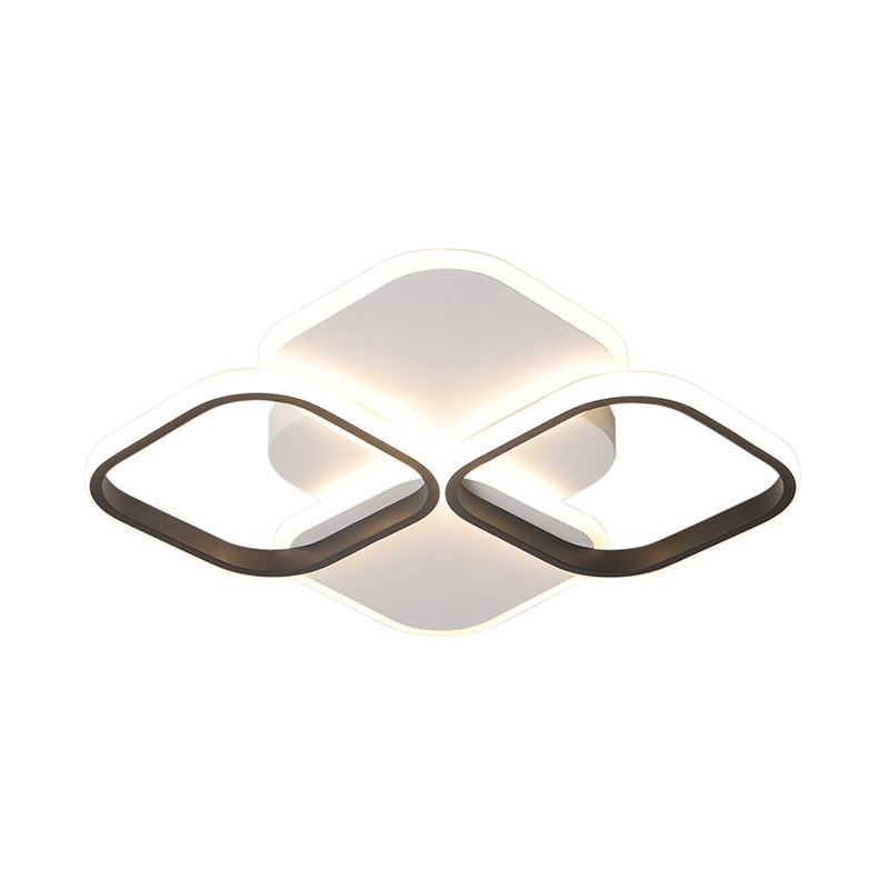 16"/19.5" W White/Black and White Rhombus Ceiling Light Modernism LED Acrylic Flush Mount Lamp in Warm/White Light Clearhalo 'Ceiling Lights' 'Close To Ceiling Lights' 'Close to ceiling' 'Flush mount' Lighting' 291346