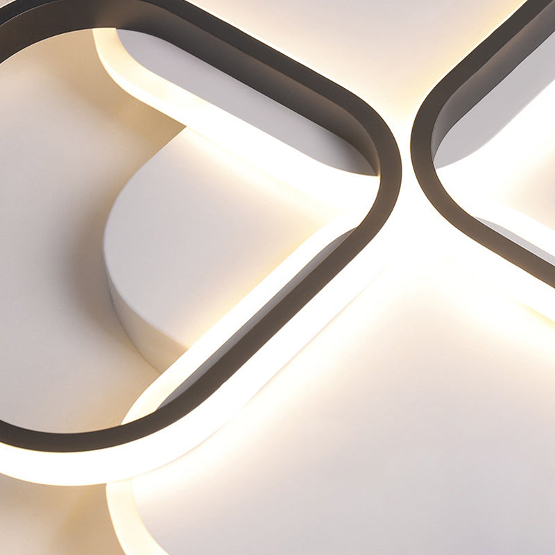 16"/19.5" W White/Black and White Rhombus Ceiling Light Modernism LED Acrylic Flush Mount Lamp in Warm/White Light Clearhalo 'Ceiling Lights' 'Close To Ceiling Lights' 'Close to ceiling' 'Flush mount' Lighting' 291349