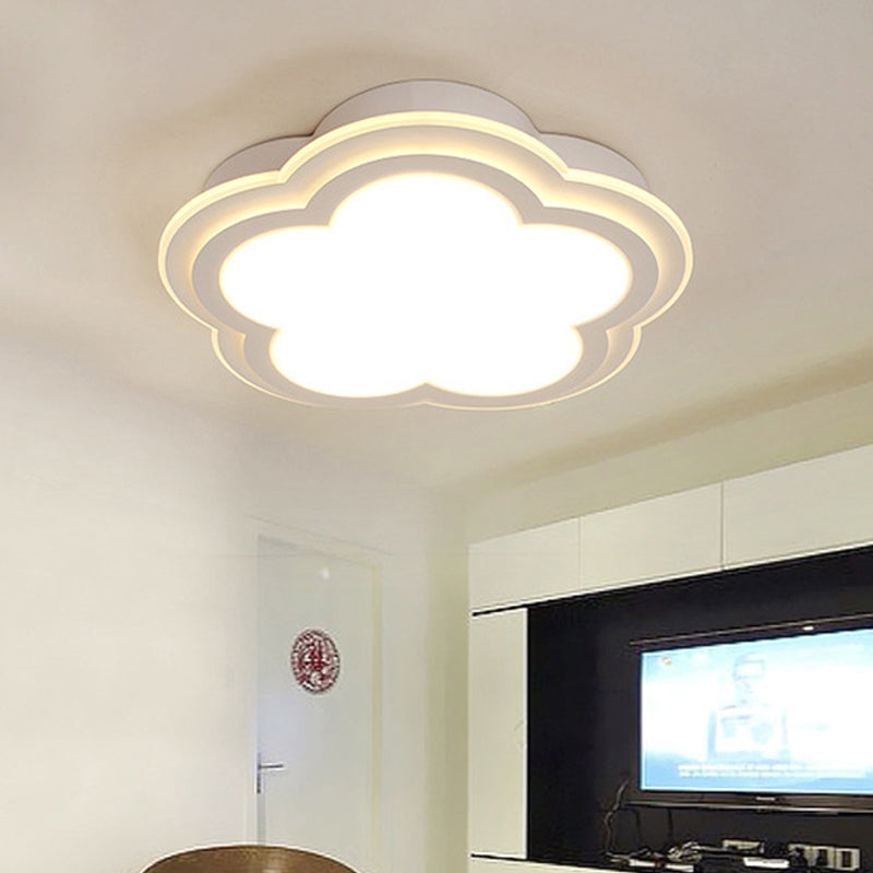 Simple Cloud Shade Ceiling Light 16"/19.5"/23.5" W White Acrylic LED Flush Mount Lamp in Warm/White Light/Third Gear White Warm Clearhalo 'Ceiling Lights' 'Close To Ceiling Lights' 'Close to ceiling' 'Flush mount' Lighting' 291373