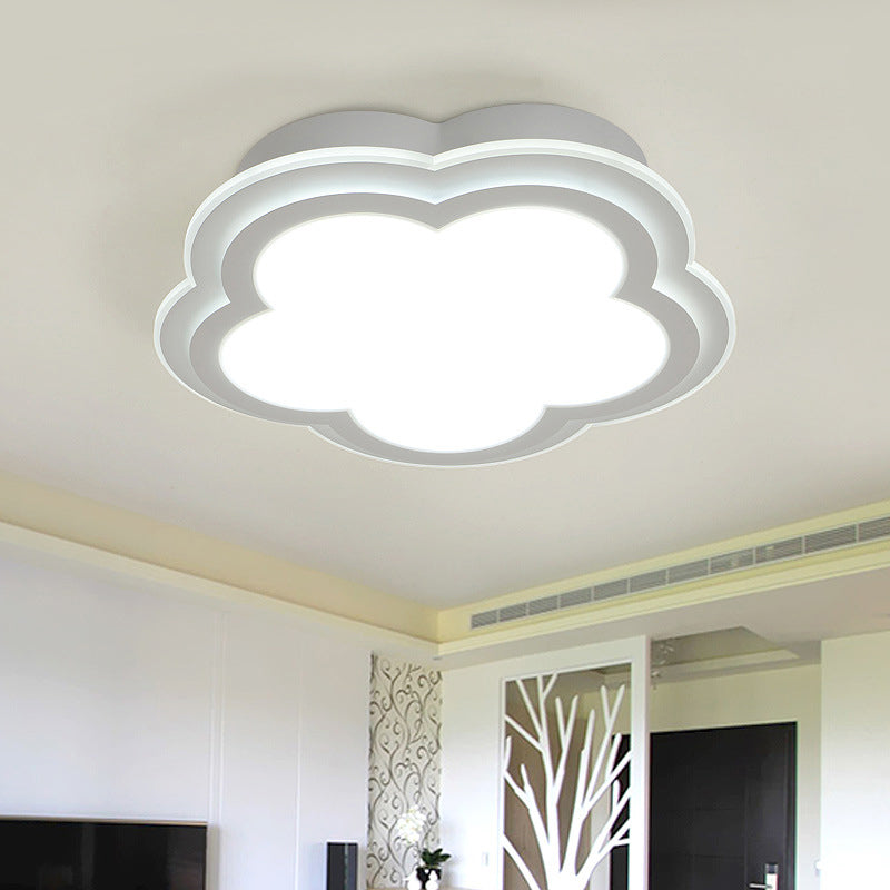 Simple Cloud Shade Ceiling Light 16"/19.5"/23.5" W White Acrylic LED Flush Mount Lamp in Warm/White Light/Third Gear White White Clearhalo 'Ceiling Lights' 'Close To Ceiling Lights' 'Close to ceiling' 'Flush mount' Lighting' 291375