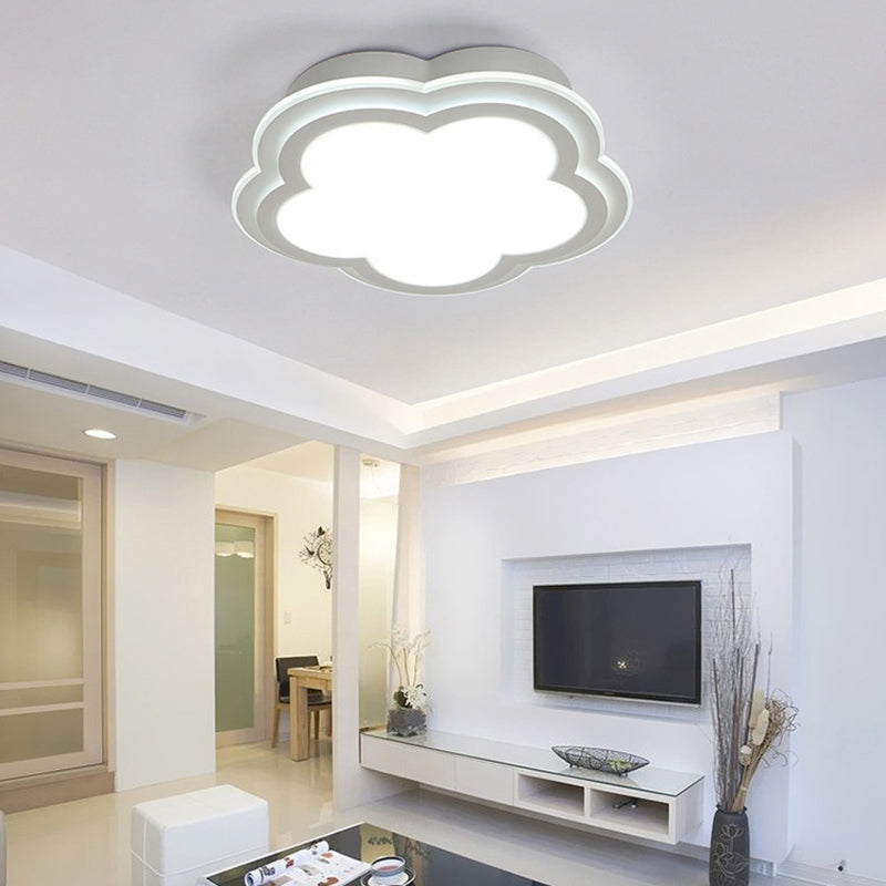 Simple Cloud Shade Ceiling Light 16"/19.5"/23.5" W White Acrylic LED Flush Mount Lamp in Warm/White Light/Third Gear White Third Gear Clearhalo 'Ceiling Lights' 'Close To Ceiling Lights' 'Close to ceiling' 'Flush mount' Lighting' 291376