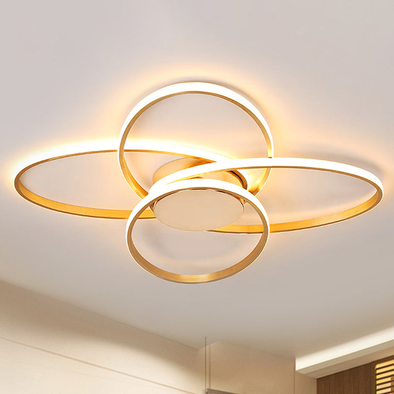 Gold Overlapping Ceiling Light Nordic LED Acrylic Flush Mount Lamp for Living Room Clearhalo 'Ceiling Lights' 'Close To Ceiling Lights' 'Close to ceiling' 'Flush mount' Lighting' 291405