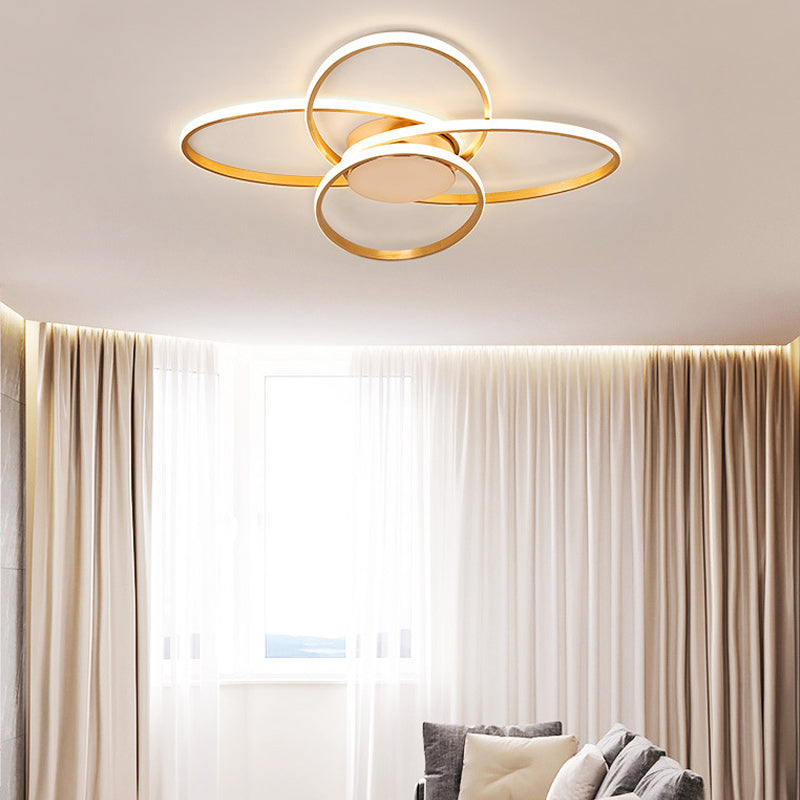 Gold Overlapping Ceiling Light Nordic LED Acrylic Flush Mount Lamp for Living Room Clearhalo 'Ceiling Lights' 'Close To Ceiling Lights' 'Close to ceiling' 'Flush mount' Lighting' 291407