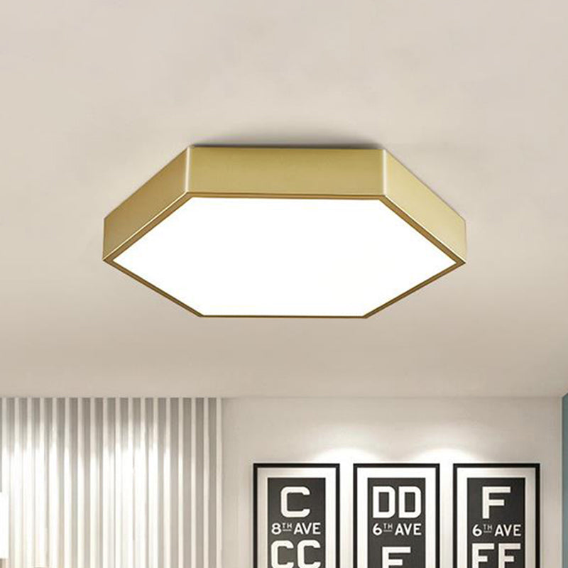16"/19.5" W LED Living Room Ceiling Mounted Light Gold Flush Light Fixture with Hexagon Metal Shade Clearhalo 'Ceiling Lights' 'Close To Ceiling Lights' 'Close to ceiling' 'Flush mount' Lighting' 291426