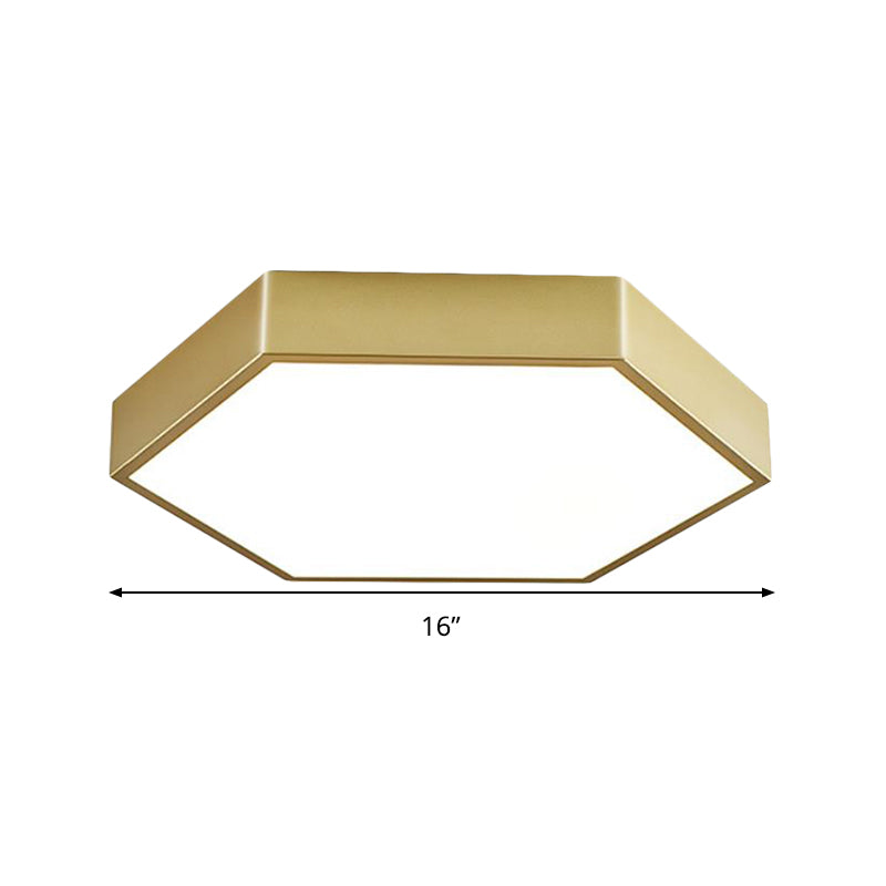 16"/19.5" W LED Living Room Ceiling Mounted Light Gold Flush Light Fixture with Hexagon Metal Shade Clearhalo 'Ceiling Lights' 'Close To Ceiling Lights' 'Close to ceiling' 'Flush mount' Lighting' 291430