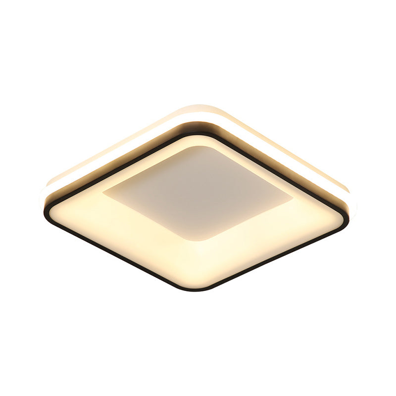 Square Frame Flush Mount Lamp Minimalist Acrylic Black LED Ceiling ...