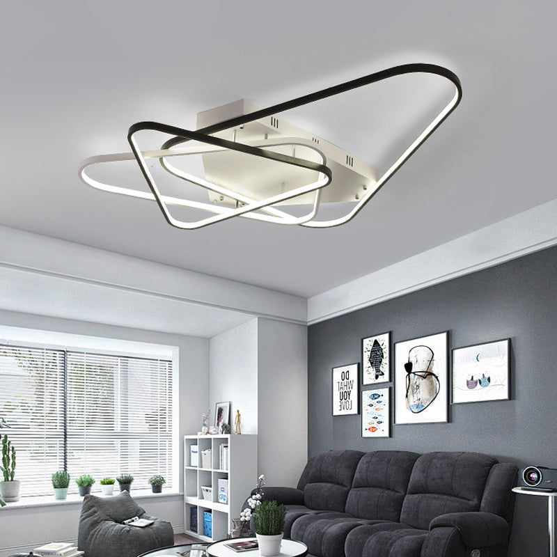 Overlapping Acrylic Ceiling Light Fixture Modern 33"/42" W LED Black and White Semi Flush Mount Lighting