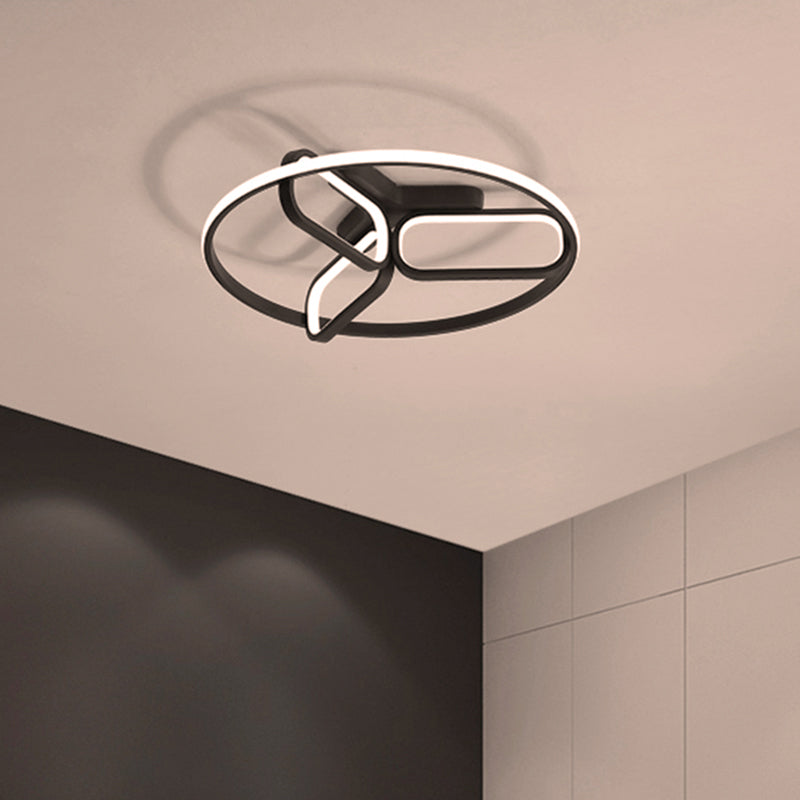 Acrylic Circular Frame Flush Light Modern Style 18"/21.5" Wide LED Bedroom Ceiling Mount Lamp in Black/White/Gold Black Clearhalo 'Ceiling Lights' 'Close To Ceiling Lights' 'Close to ceiling' 'Flush mount' Lighting' 291451