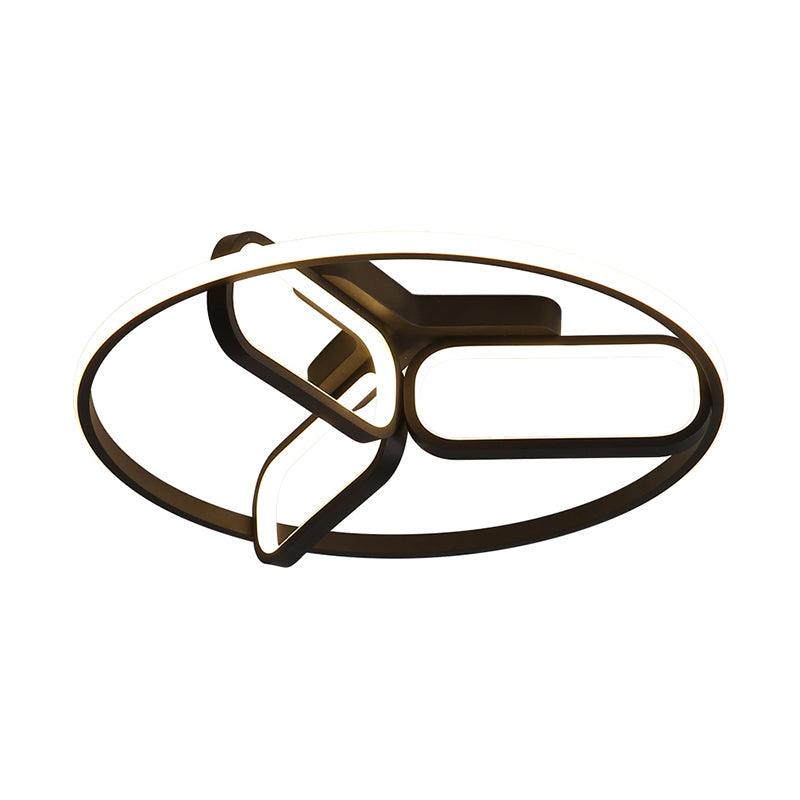 Acrylic Circular Frame Flush Light Modern Style 18"/21.5" Wide LED Bedroom Ceiling Mount Lamp in Black/White/Gold Clearhalo 'Ceiling Lights' 'Close To Ceiling Lights' 'Close to ceiling' 'Flush mount' Lighting' 291454