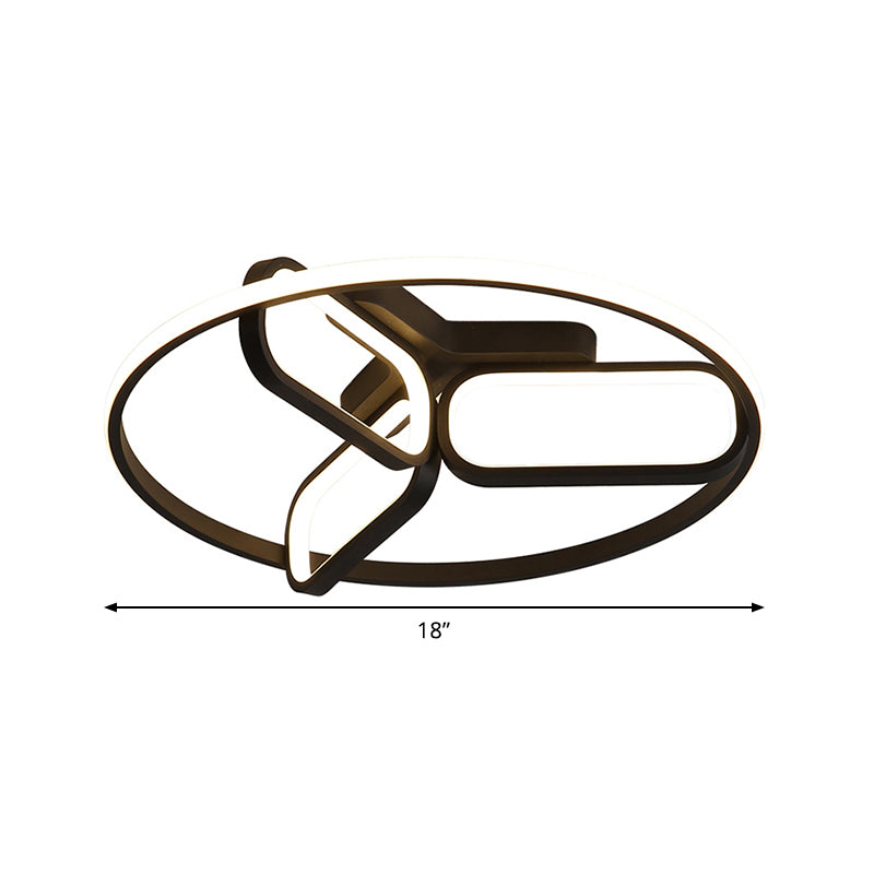 Acrylic Circular Frame Flush Light Modern Style 18"/21.5" Wide LED Bedroom Ceiling Mount Lamp in Black/White/Gold Clearhalo 'Ceiling Lights' 'Close To Ceiling Lights' 'Close to ceiling' 'Flush mount' Lighting' 291455