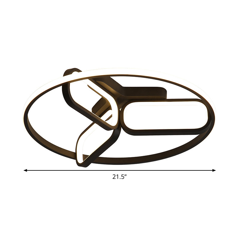 Acrylic Circular Frame Flush Light Modern Style 18"/21.5" Wide LED Bedroom Ceiling Mount Lamp in Black/White/Gold Clearhalo 'Ceiling Lights' 'Close To Ceiling Lights' 'Close to ceiling' 'Flush mount' Lighting' 291456