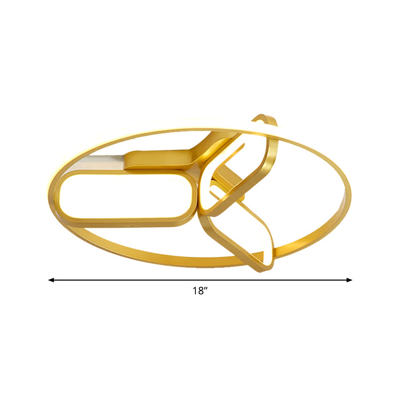 Acrylic Circular Frame Flush Light Modern Style 18"/21.5" Wide LED Bedroom Ceiling Mount Lamp in Black/White/Gold Clearhalo 'Ceiling Lights' 'Close To Ceiling Lights' 'Close to ceiling' 'Flush mount' Lighting' 291461