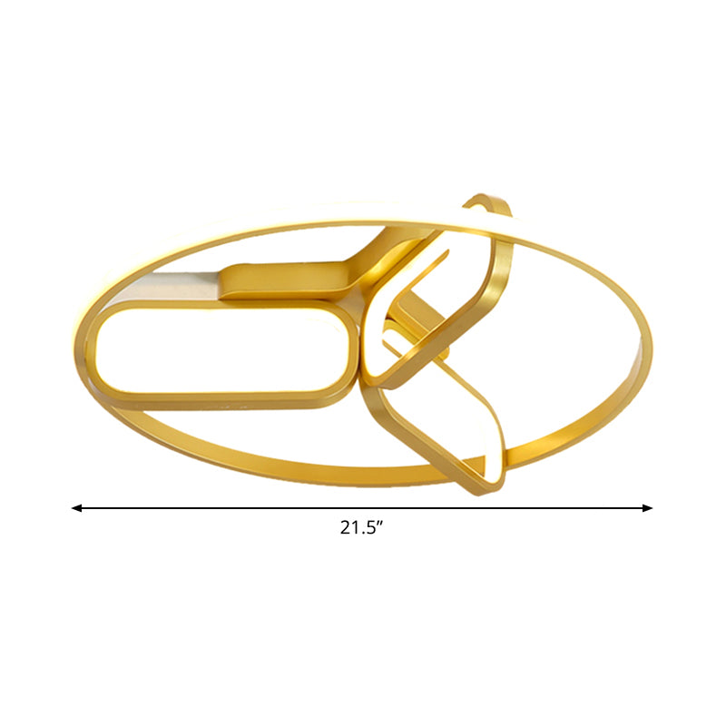 Acrylic Circular Frame Flush Light Modern Style 18"/21.5" Wide LED Bedroom Ceiling Mount Lamp in Black/White/Gold Clearhalo 'Ceiling Lights' 'Close To Ceiling Lights' 'Close to ceiling' 'Flush mount' Lighting' 291462