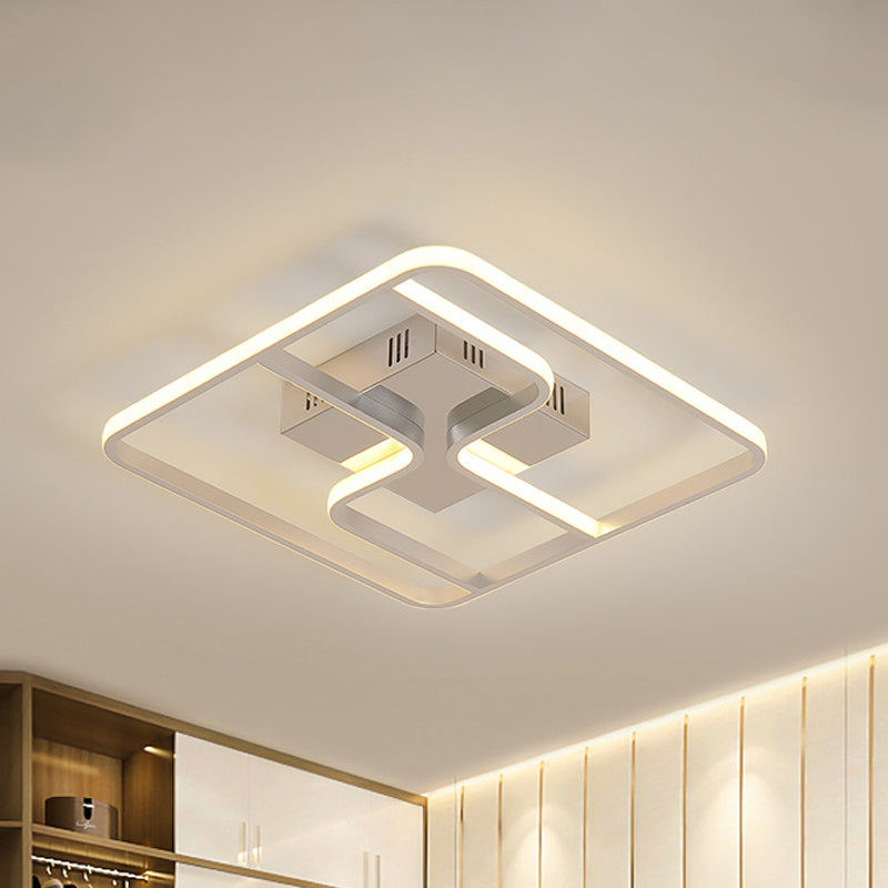 Acrylic Square Ceiling Mount Simplicity LED 18"/23.5" W Chrome Flush Mount Lighting Fixture Clearhalo 'Ceiling Lights' 'Close To Ceiling Lights' 'Close to ceiling' 'Flush mount' Lighting' 291470