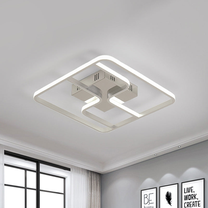 Acrylic Square Ceiling Mount Simplicity LED 18"/23.5" W Chrome Flush Mount Lighting Fixture Clearhalo 'Ceiling Lights' 'Close To Ceiling Lights' 'Close to ceiling' 'Flush mount' Lighting' 291472