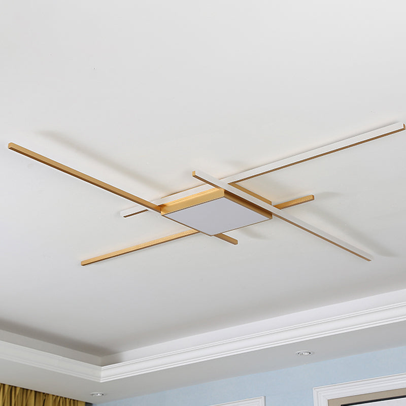 69"/82.5" W Linear Acrylic Ceiling Mounted Fixture Modern LED Gold Flush Mount Lamp with Square/Hexagon Acrylic Shade Clearhalo 'Ceiling Lights' 'Close To Ceiling Lights' 'Close to ceiling' 'Flush mount' Lighting' 291503