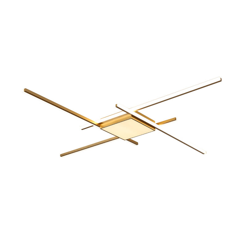 69"/82.5" W Linear Acrylic Ceiling Mounted Fixture Modern LED Gold Flush Mount Lamp with Square/Hexagon Acrylic Shade Clearhalo 'Ceiling Lights' 'Close To Ceiling Lights' 'Close to ceiling' 'Flush mount' Lighting' 291506