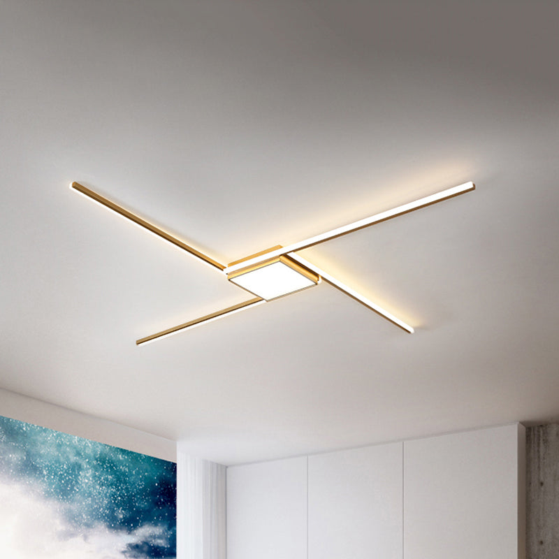 69"/82.5" W Linear Acrylic Ceiling Mounted Fixture Modern LED Gold Flush Mount Lamp with Square/Hexagon Acrylic Shade Clearhalo 'Ceiling Lights' 'Close To Ceiling Lights' 'Close to ceiling' 'Flush mount' Lighting' 291511