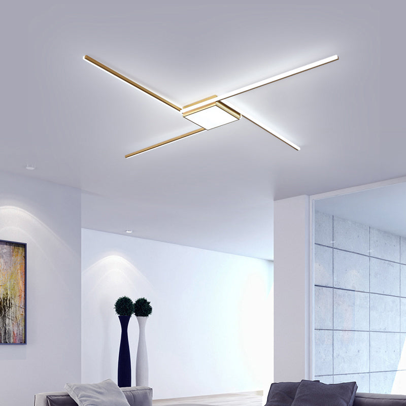 69"/82.5" W Linear Acrylic Ceiling Mounted Fixture Modern LED Gold Flush Mount Lamp with Square/Hexagon Acrylic Shade Clearhalo 'Ceiling Lights' 'Close To Ceiling Lights' 'Close to ceiling' 'Flush mount' Lighting' 291512