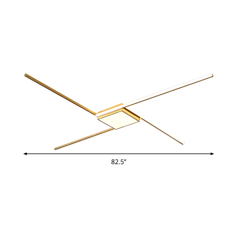 69"/82.5" W Linear Acrylic Ceiling Mounted Fixture Modern LED Gold Flush Mount Lamp with Square/Hexagon Acrylic Shade Clearhalo 'Ceiling Lights' 'Close To Ceiling Lights' 'Close to ceiling' 'Flush mount' Lighting' 291514