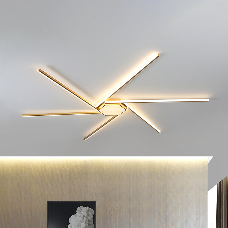 69"/82.5" W Linear Acrylic Ceiling Mounted Fixture Modern LED Gold Flush Mount Lamp with Square/Hexagon Acrylic Shade Clearhalo 'Ceiling Lights' 'Close To Ceiling Lights' 'Close to ceiling' 'Flush mount' Lighting' 291523