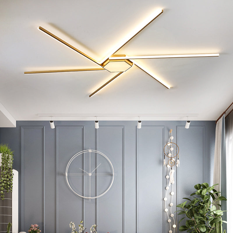 69"/82.5" W Linear Acrylic Ceiling Mounted Fixture Modern LED Gold Flush Mount Lamp with Square/Hexagon Acrylic Shade Clearhalo 'Ceiling Lights' 'Close To Ceiling Lights' 'Close to ceiling' 'Flush mount' Lighting' 291524