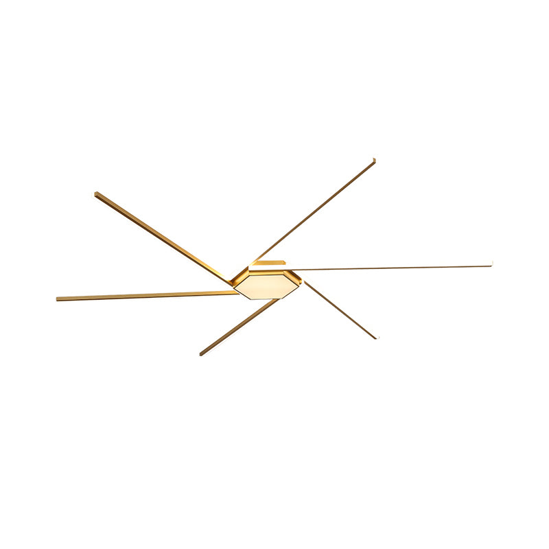 69"/82.5" W Linear Acrylic Ceiling Mounted Fixture Modern LED Gold Flush Mount Lamp with Square/Hexagon Acrylic Shade Clearhalo 'Ceiling Lights' 'Close To Ceiling Lights' 'Close to ceiling' 'Flush mount' Lighting' 291525