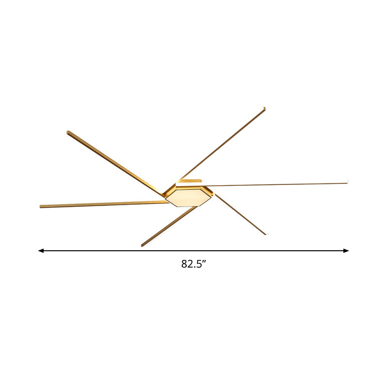 69"/82.5" W Linear Acrylic Ceiling Mounted Fixture Modern LED Gold Flush Mount Lamp with Square/Hexagon Acrylic Shade Clearhalo 'Ceiling Lights' 'Close To Ceiling Lights' 'Close to ceiling' 'Flush mount' Lighting' 291526