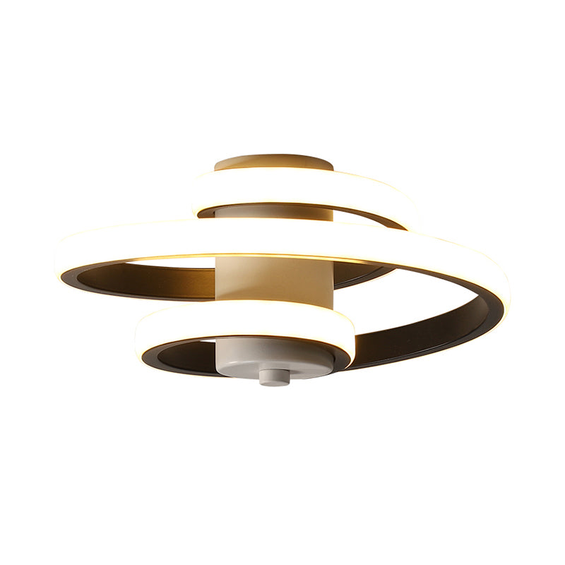 Spiral Acrylic Ceiling Lamp Contemporary LED White/Black and White Flush Lighting in Warm/White/3 Color Light Clearhalo 'Ceiling Lights' 'Close To Ceiling Lights' 'Close to ceiling' 'Flush mount' Lighting' 291547