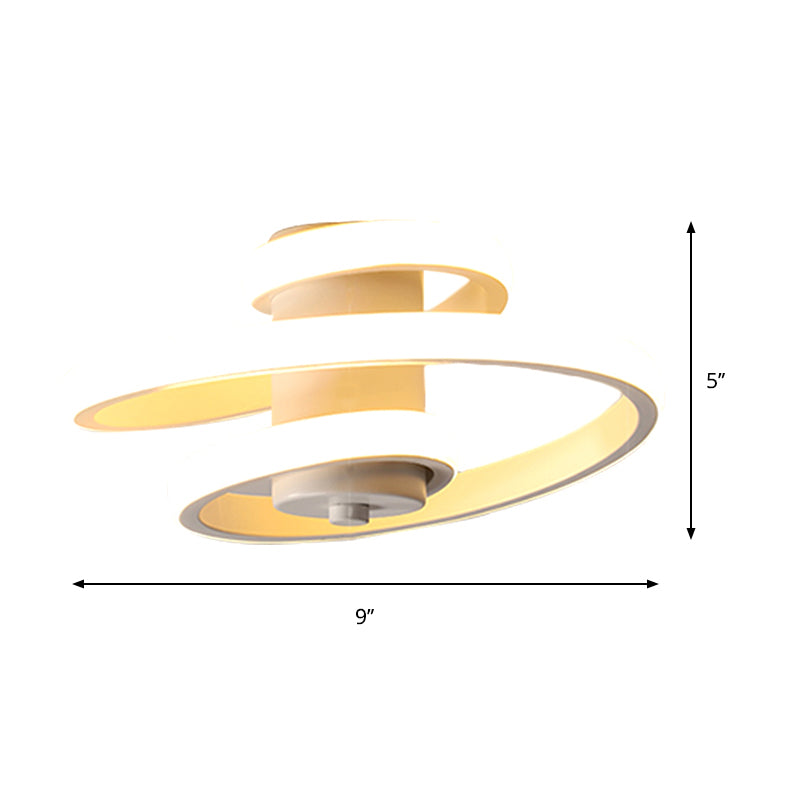 Spiral Acrylic Ceiling Lamp Contemporary LED White/Black and White Flush Lighting in Warm/White/3 Color Light Clearhalo 'Ceiling Lights' 'Close To Ceiling Lights' 'Close to ceiling' 'Flush mount' Lighting' 291553