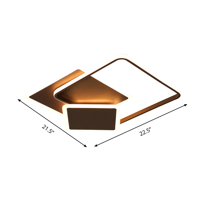 Coffee Slim Square Flush Lamp Modernity 19"/21.5" Wide LED Acrylic Ceiling Mount Light Clearhalo 'Ceiling Lights' 'Close To Ceiling Lights' 'Close to ceiling' 'Flush mount' Lighting' 291575