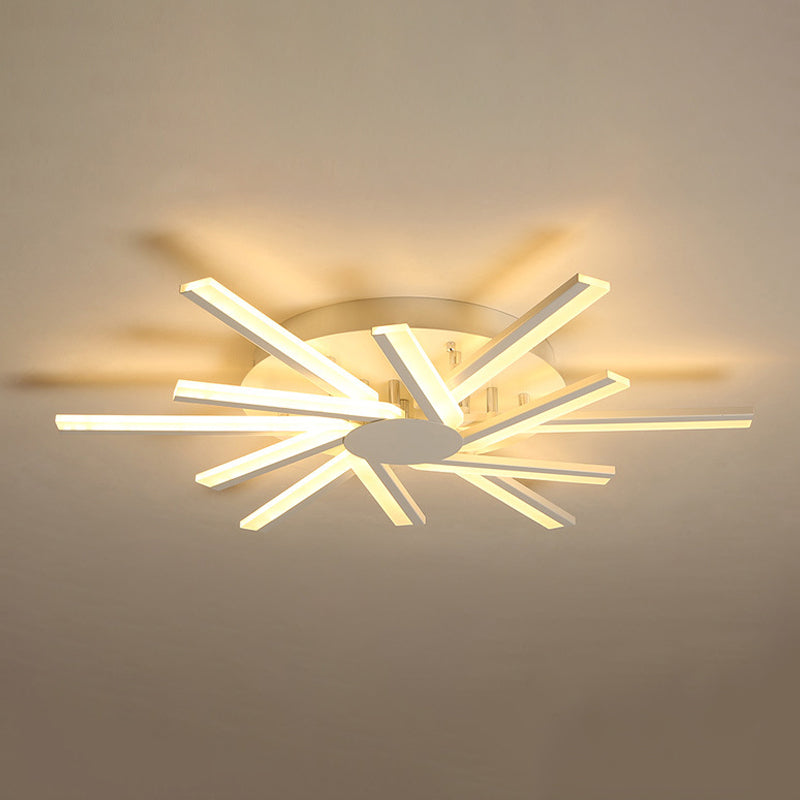 31.5"/39" W LED Living Room Ceiling Mounted Light White Semi Flush Light Fixture with Spiral Acrylic Shade in Warm/White Light Clearhalo 'Ceiling Lights' 'Close To Ceiling Lights' 'Close to ceiling' 'Semi-flushmount' Lighting' 291585