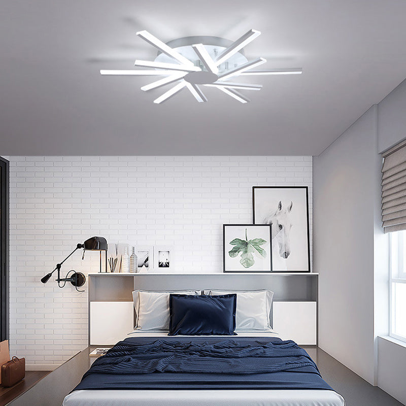 31.5"/39" W LED Living Room Ceiling Mounted Light White Semi Flush Light Fixture with Spiral Acrylic Shade in Warm/White Light White 31.5" White Clearhalo 'Ceiling Lights' 'Close To Ceiling Lights' 'Close to ceiling' 'Semi-flushmount' Lighting' 291586